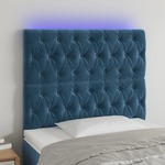 Vidaxl LED posteljno vzglavje temno modro 90x7x118/128 cm žamet