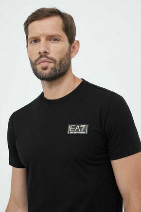 Bombažna kratka majica EA7 Emporio Armani črna barva - črna. Kratka majica iz kolekcije EA7 Emporio Armani