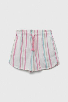 Otroške bombažne kratke hlače United Colors of Benetton bela barva - bela. Otroški kratke hlače iz kolekcije United Colors of Benetton. Model izdelan iz vzorčaste tkanine. Model iz izjemno udobne bombažne tkanine.