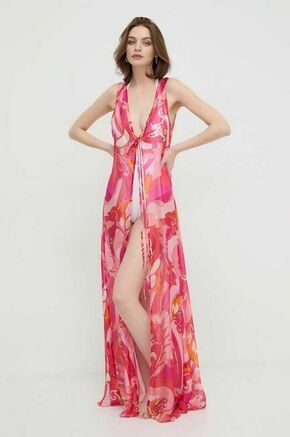 Obleka za na plažo s svilo Guess roza barva - roza. Obleka za na plažo iz kolekcije Guess. Model izdelan iz vzorčastega materiala.