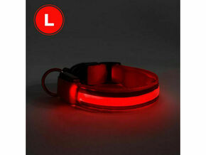 YUMMIE ovratnica z LED osvetlitvijo - USB z baterijo - velikost L (52cm) - rdeča