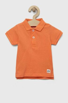 Otroške bombažne polo majice zippy roza barva - oranžna. Polo majica za dojenčka iz kolekcije zippy. Model izdelan iz udobne pletenine.