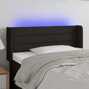 Shumee LED posteljno vzglavje črno 83x16x78/88 cm blago