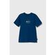 Otroška bombažna kratka majica Quiksilver CHROME LOGO - modra. Otroška kratka majica iz kolekcije Quiksilver, izdelana iz pletenine. Model iz izjemno udobne bombažne tkanine.