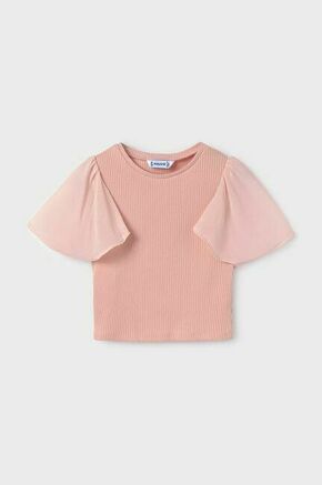 Otroška kratka majica Mayoral roza barva - roza. Otroške kratka majica iz kolekcije Mayoral. Model izdelan iz enobarvne pletenine.