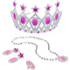 WEBHIDDENBRAND Princesina krona z uhani in ogrlico roza barve