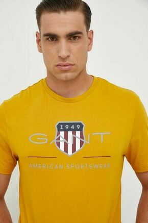 Bombažna kratka majica Gant rumena barva - rumena. Kratka majica iz kolekcije Gant