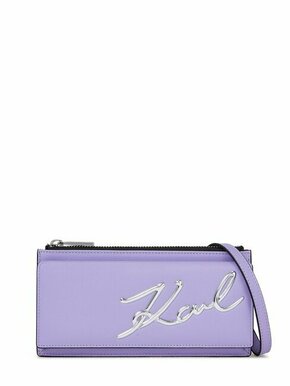 Usnjena torbica Karl Lagerfeld roza barva - vijolična. Majhna torbica iz kolekcije Karl Lagerfeld. Model na zapenjanje