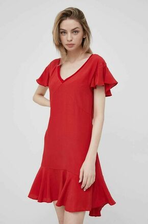 Obleka Pepe Jeans Iren - rdeča. Obleka iz kolekcije Pepe Jeans. Raven model izdelan iz enobarvne tkanine.