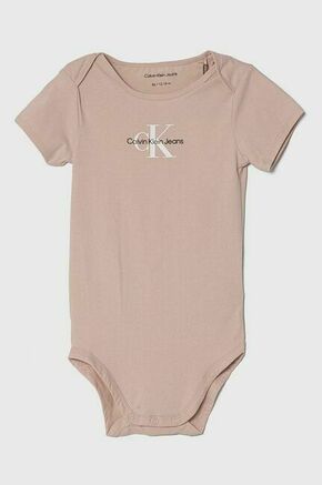 Body za dojenčka Calvin Klein Jeans - roza. Body za dojenčka iz kolekcije Calvin Klein Jeans. Model izdelan iz mehke pletenine s potiskom.