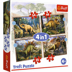WEBHIDDENBRAND Trefl Puzzle Zanimivi dinozavri 4v1