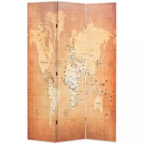 VidaXL Zložljiv paravan 120x180 cm zemljevid sveta rumen
