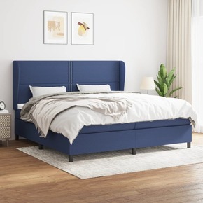 Box spring postelja z vzmetnico modra 200x200 cm blago - vidaXL - modra - 95