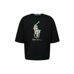 Bombažna kratka majica Polo Ralph Lauren moški, črna barva - črna. Kratka majica iz kolekcije Polo Ralph Lauren, izdelana iz pletenine s potiskom. Model iz izjemno udobne bombažne tkanine.