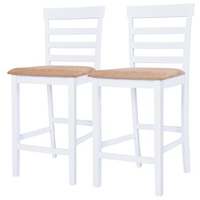 VidaXL Barski stol 2 kosa les bele in bež barve