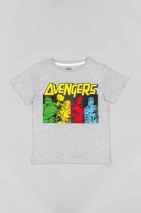 Otroška bombažna kratka majica zippy x Marvel - siva. Otroška kratka majica iz kolekcije zippy. Model izdelan iz pletenine s potiskom.