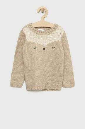 Otroški pulover s primesjo volne Name it bež barva - bež. Otroški Pulover iz kolekcije Name it. Model z okroglim izrezom