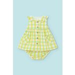 Otroška bombažna obleka Mayoral Newborn rumena barva - rumena. Obleka za dojenčke iz kolekcije Mayoral Newborn. Nabran model, izdelan iz bombažne tkanine.