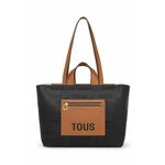 Torbica Tous črna barva, 2002043651 - črna. Velika torbica iz kolekcije Tous. Model na zapenjanje, izdelan iz ekološkega usnja.