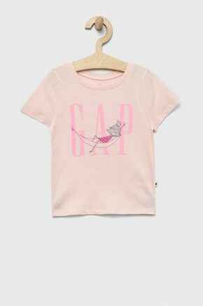 Otroška bombažna kratka majica GAP roza barva - roza. Otroške lahkotna kratka majica iz kolekcije GAP. Model izdelan iz izjemno udobne pletenine. Model iz mehke in na otip prijetne tkanine.