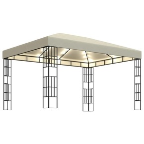 VidaXL Paviljon z lučkami 3x4 m krem