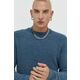 Bombažen pulover Superdry moški, - modra. Pulover iz kolekcije Superdry. Model z okroglim izrezom, izdelan iz srednje debele pletenine.