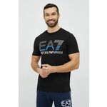 Kratka majica EA7 Emporio Armani moški, črna barva - črna. Kratka majica iz kolekcije EA7 Emporio Armani. Model izdelan iz tanke, elastične pletenine.