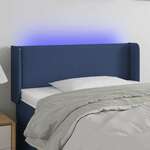 Vidaxl LED posteljno vzglavje modro 93x16x78/88 cm blago