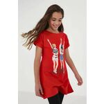 Otroška obleka Mayoral rdeča barva - rdeča. Otroška Obleka iz kolekcije Mayoral. Raven model izdelan iz pletenine s potiskom.
