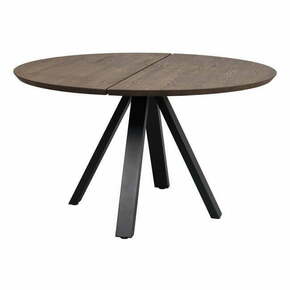 Temno rjava okrogla jedilna miza s hrastovo mizno ploščo ø 130 cm Carradale – Rowico