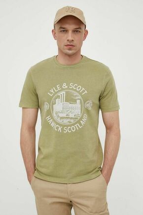Bombažna kratka majica Lyle &amp; Scott zelena barva - zelena. Lahkotna kratka majica iz kolekcije Lyle &amp; Scott