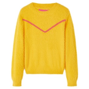 VidaXL Otroški pulover pleten temno oker 140