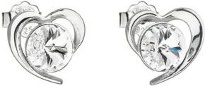 Evolution Group Srebrni uhani s kristali Swarovski belo srce 31259.1 srebro 925/1000