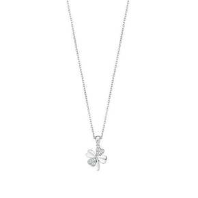 Lotus Silver Nežna srebrna ogrlica s prozorno cirkonovo štiriperesno deteljico LP3108-1 / 1 srebro 925/1000