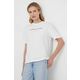 Bombažna kratka majica Tommy Jeans ženski, bela barva - bela. Kratka majica iz kolekcije Tommy Jeans, izdelana iz tanke, elastične pletenine. Model iz izjemno udobne bombažne tkanine.