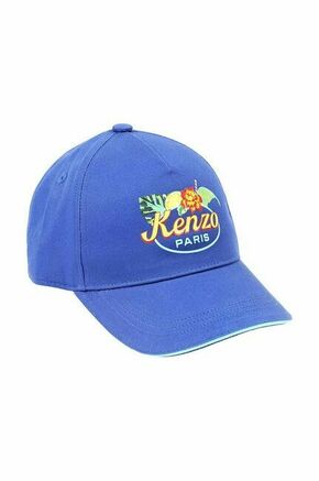 Otroška bombažna bejzbolska kapa Kenzo Kids - modra. Otroški kapa s šiltom vrste baseball iz kolekcije Kenzo Kids. Model izdelan iz enobarvne tkanine z vstavki.