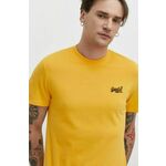Bombažna kratka majica Superdry moški, rumena barva - rumena. Kratka majica iz kolekcije Superdry, izdelana iz tanke, elastične pletenine. Model iz mehke in na otip prijetne tkanine.