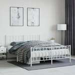 shumee Kovinski posteljni okvir z vzglavjem in vznožjem bel 150x200 cm
