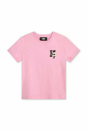 Otroška bombažna kratka majica Karl Lagerfeld roza barva - roza. Otroške kratka majica iz kolekcije Karl Lagerfeld