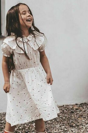 Otroška bombažna obleka That's mine Kaya bela barva - bela. Otroška obleka iz kolekcije That's mine. Nabran model