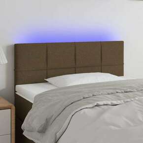 Greatstore LED posteljno vzglavje temno rjavo 80x5x78/88 cm blago