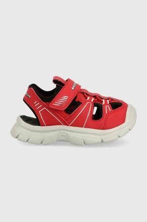Otroški sandali Skechers rdeča barva - rdeča. Otroški sandali iz kolekcije Skechers. Model je izdelan iz ekološkega usnja. Model z mehkim