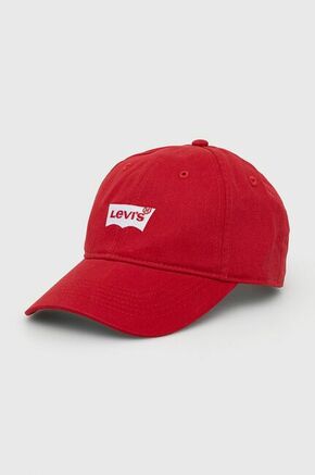 Otroška kapa Levi's rdeča barva - rdeča. Otroška kapa s šiltom vrste baseball iz kolekcije Levi's. Model izdelan iz tkanine z nalepko.