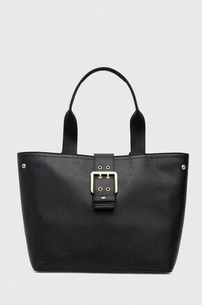 Torbica Dkny črna barva - črna. Velika torbica iz kolekcije Dkny. Model na zapenjanje