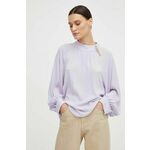 Majica BA&amp;SH ženska, vijolična barva - vijolična. Bluza iz kolekcije BA&amp;SH, izdelana iz enobarvne tkanine. Model iz izjemno udobne, zračne tkanine.
