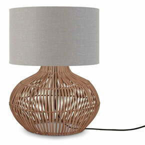Svetlo siva/naravna namizna svetilka s tekstilnim senčnikom (višina 48 cm) Kalahari – Good&amp;Mojo