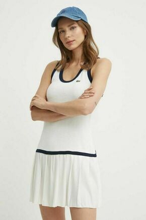Obleka Lacoste bela barva - bela. Obleka iz kolekcije Lacoste. Model izdelan iz kombinacija dveh različnih materialov. Zaradi vsebnosti poliestra je tkanina bolj odporna na gubanje.