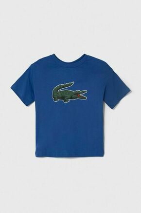 Otroška bombažna kratka majica Lacoste - modra. Otroške lahkotna kratka majica iz kolekcije Lacoste