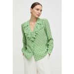 Svilena srajca Luisa Spagnoli zelena barva - zelena. Srajca iz kolekcije Luisa Spagnoli, izdelana iz vzorčaste tkanine. Model iz izjemno udobne, zračne tkanine.