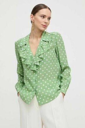 Svilena srajca Luisa Spagnoli zelena barva - zelena. Srajca iz kolekcije Luisa Spagnoli